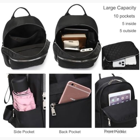 Medium Nylon Travel Backpack Daypack with Multiple Pockets Lightweight main image 3